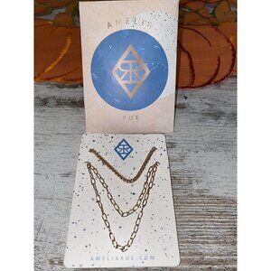 Amelia Rue Multi-Strand Gold Plated Layering Necklace Set NWT